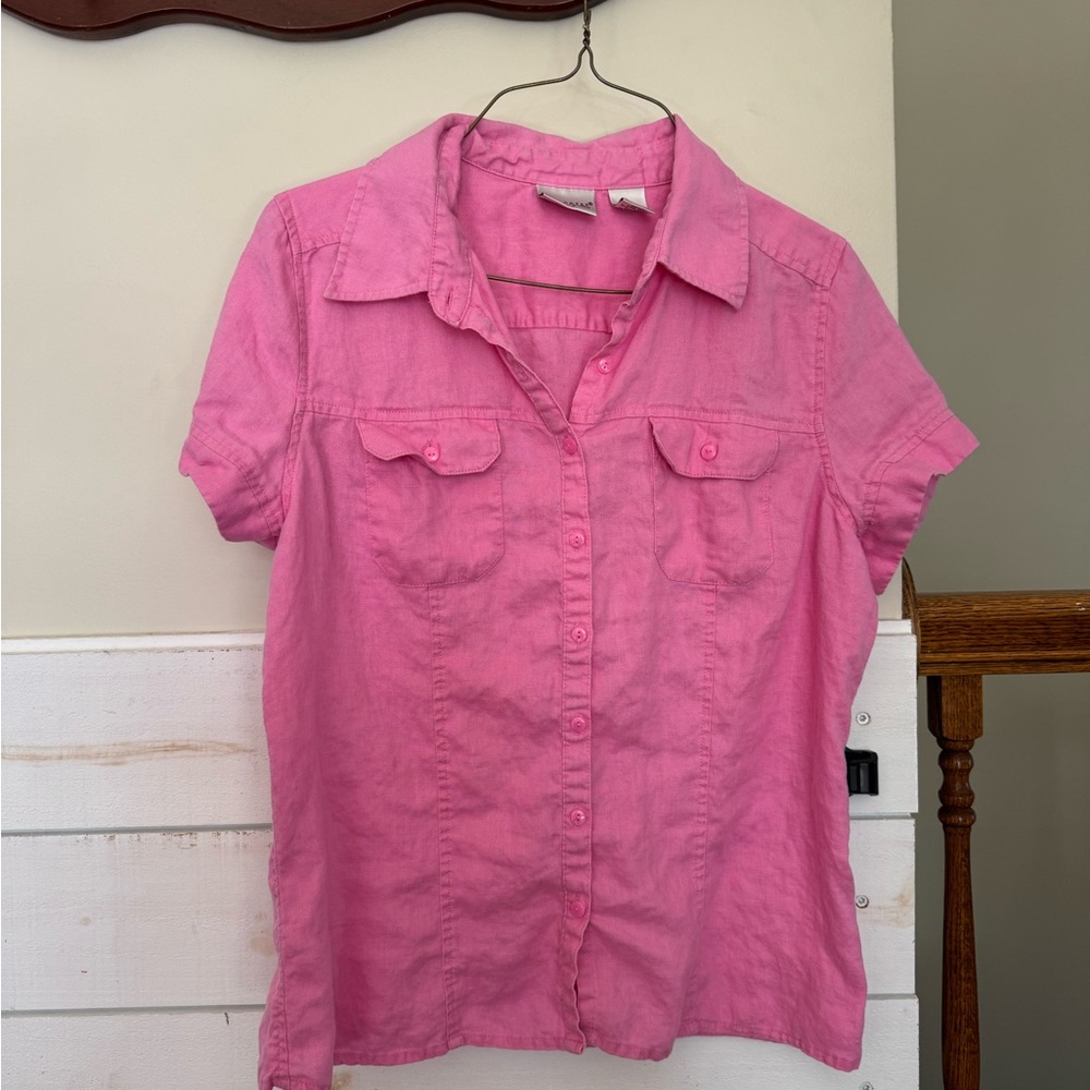 Kim Rogers Vibrant Pink Collared Shirt
